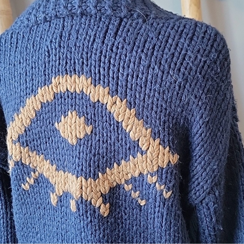 🧿 JACKSON ROWE - I SEE YOU NAVY CARDIGAN MEDIUM - Picture 4 of 9